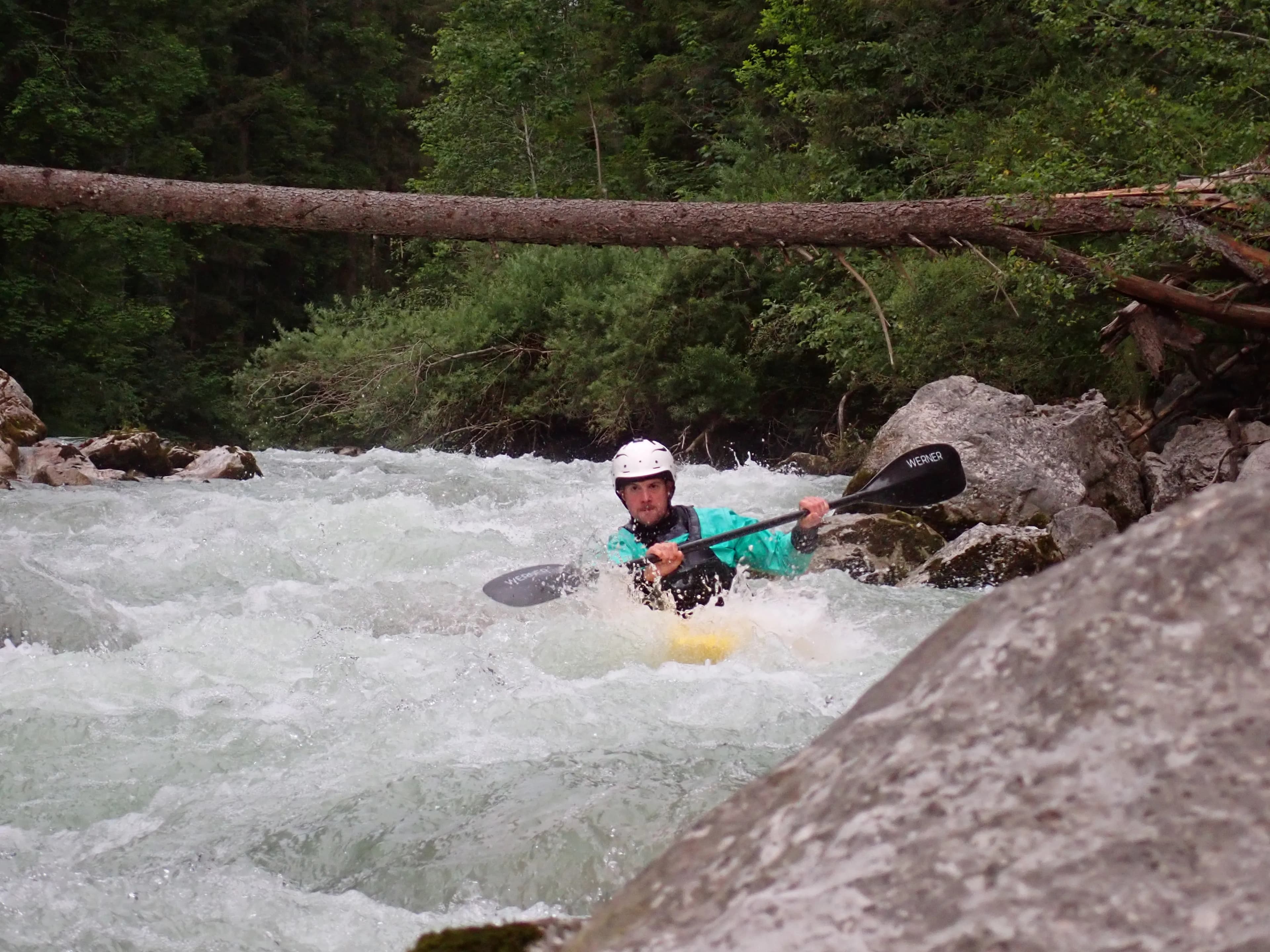 Kayaker entering flow state